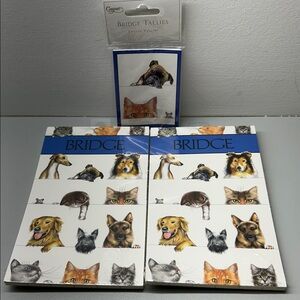 Dogs and Cats Bridge Score Pads and Tally cards set (New, never opened)